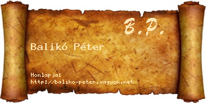 Balikó Péter névjegykártya
