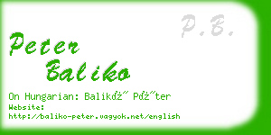 peter baliko business card